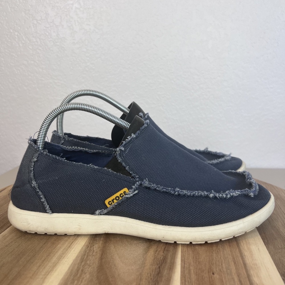 Crocs Santa Cruz Slip On Shoes Mens 10 Blue Loafers Comfort Distressed Casual